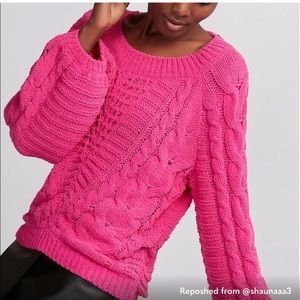 EXPRESS Hot Pink Chenille Chunky Cable Knit Sweater